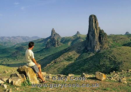 Admiring the view, Volcanic plugs near Rhumsiki, Cameroon